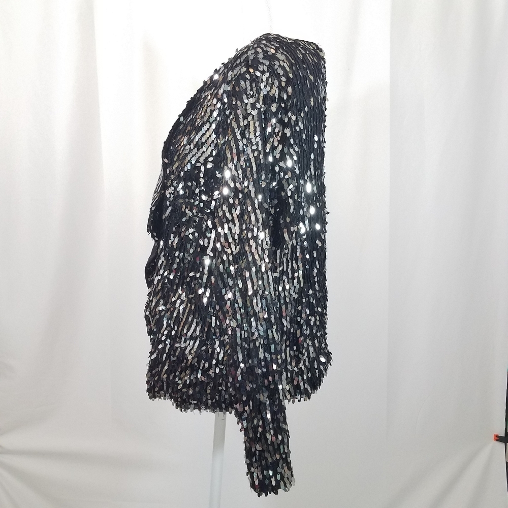 INC Radiance Deep Black Open Front Sequin Jacket … - image 2